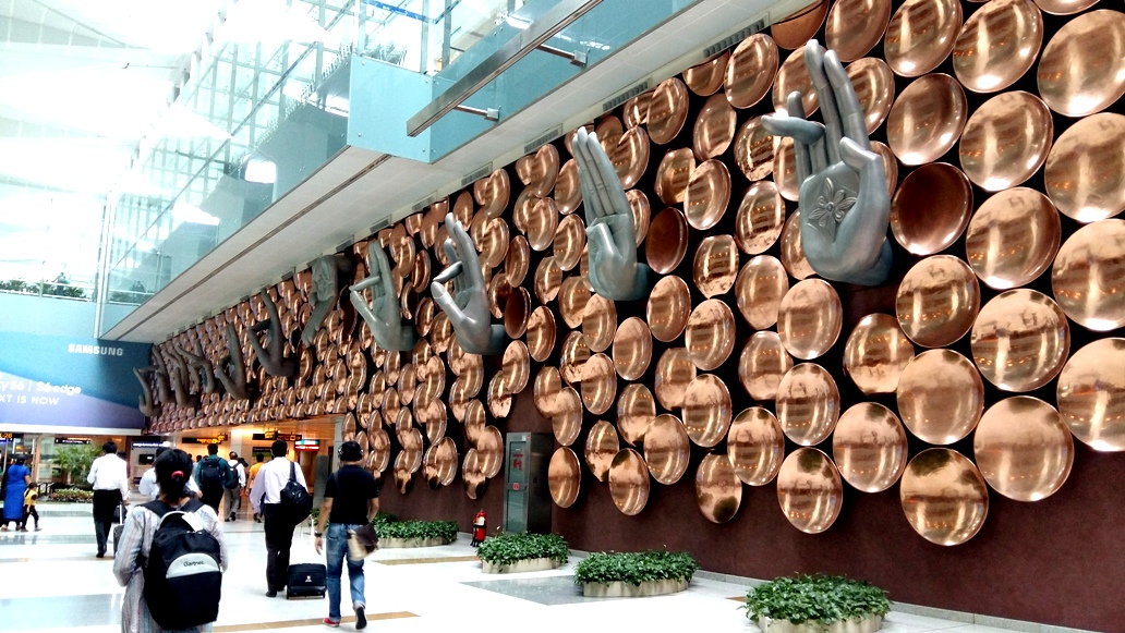 Delhi Airport mudra wall